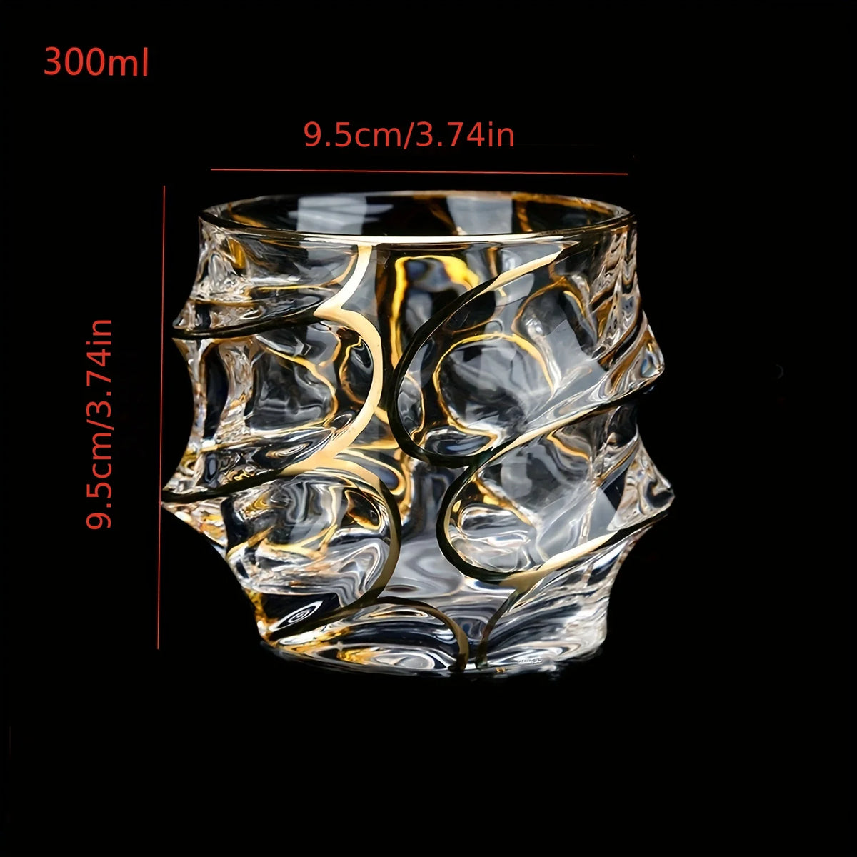 Golden painted crystal tumbler from MC THE BLACK DIAMOND, multi-functional crystal barware glass for drinks and cocktails.