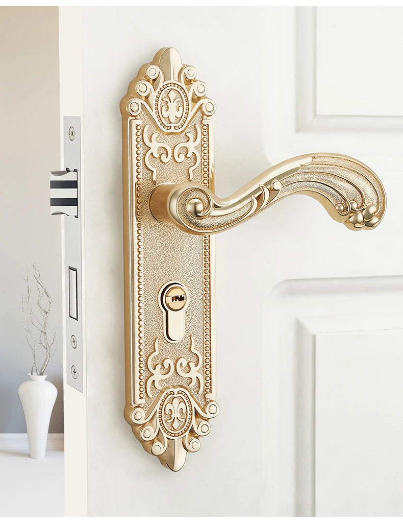 Ivory white gold door lock with keys and handle, security home decor by MC THE BLACK DIAMOND.