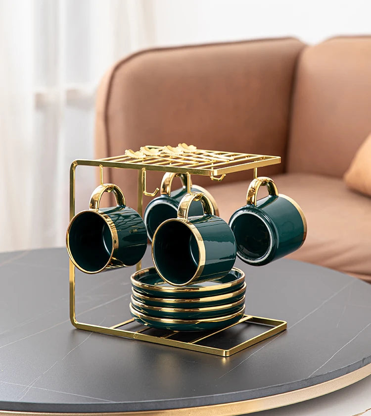 Luxury ceramic coffee and tea cup set by MC THE BLACK DIAMOND, featuring elegant design and light, high-quality craftsmanship.