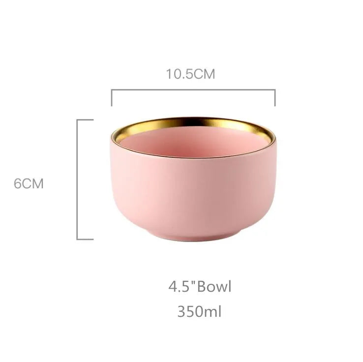 Family size dinnerware set in pink color by MC THE BLACK DIAMOND, includes plates, bowls, and cups for serving multiple people.