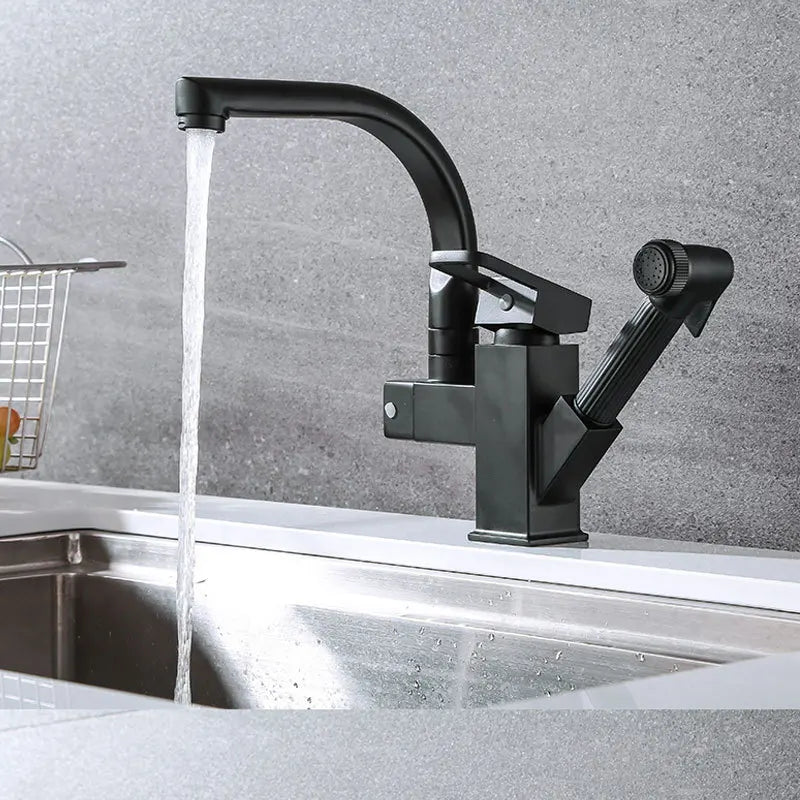 Chrome silver kitchen sink faucet with hot and cold spring spout by MC THE BLACK DIAMOND, featuring a modern, durable design.