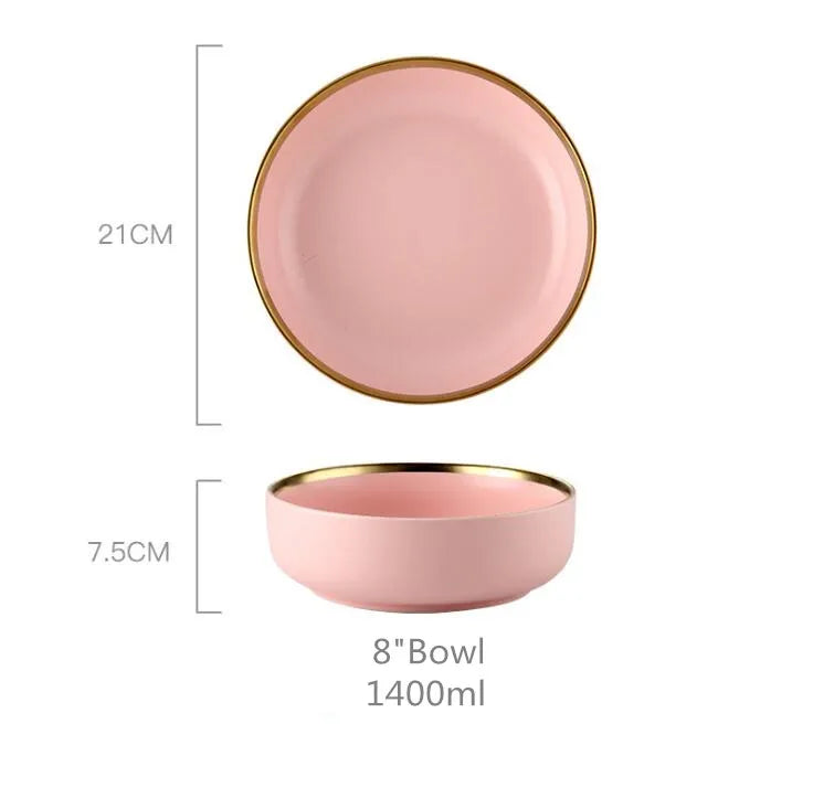 Family size MC THE BLACK DIAMOND dinnerware set in pink, includes plates, bowls, and cups for everyday dining.