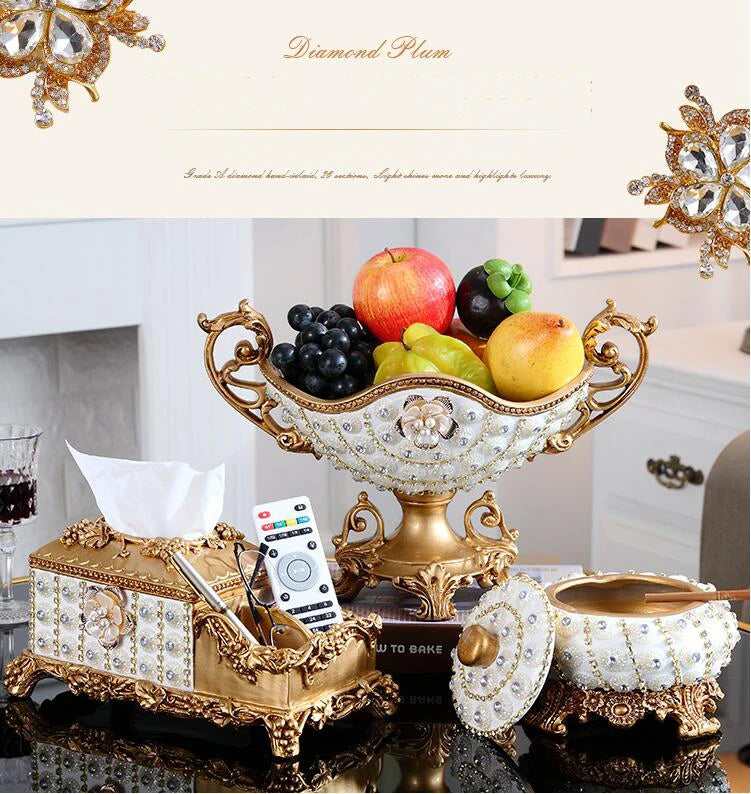European Resin Diamond Fruit Plate decorative bowl by MC THE BLACK DIAMOND with intricate resin diamond design.