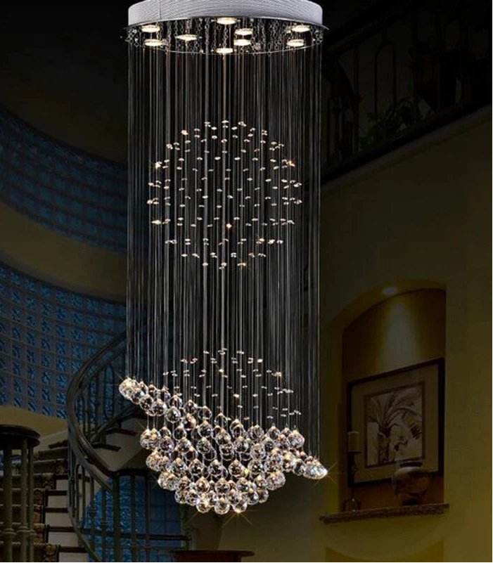 Modern LED crystal chandelier by MC THE BLACK DIAMOND, showcasing sparkling crystals and a sleek design for living or bedroom decor.
