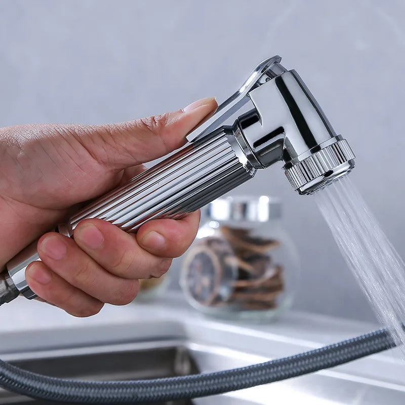 Chrome silver kitchen sink faucet with hot and cold spring spout by MC THE BLACK DIAMOND, showcasing its sleek design and durable finish.