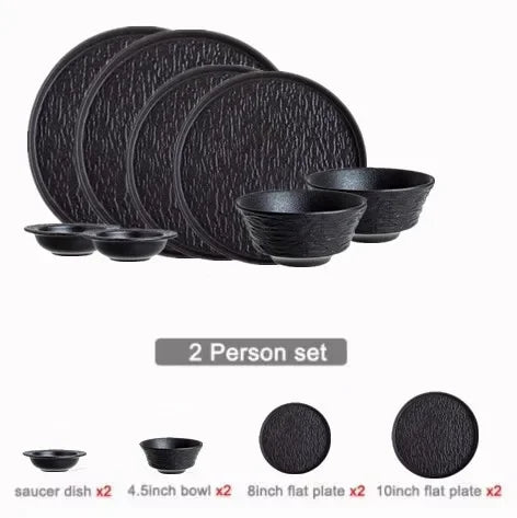Modern Simplicity black and white frosted porcelain dinner set with bowls and plates from 𝕄𝕔 𝕋𝕙𝕖 𝔹𝕝𝕒𝕔𝕜 𝔻𝕚𝕒