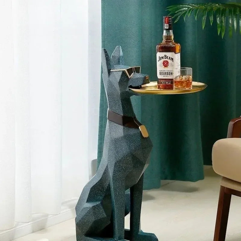 High-grade resin gentleman dog figurine by MC THE BLACK DIAMOND, decorative guardian dog floor ornament for home decor.