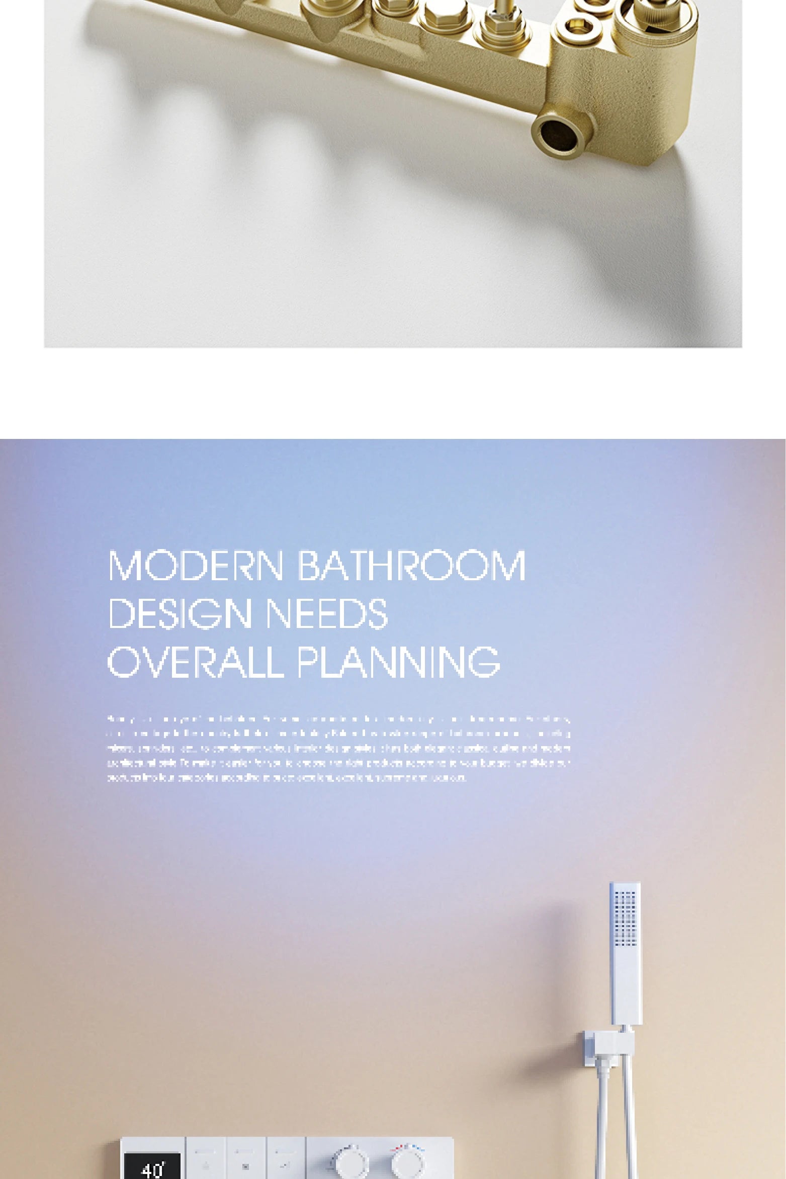 Wall-mounted MC THE BLACK DIAMOND shower system with hidden design and dual hot and cold water controls