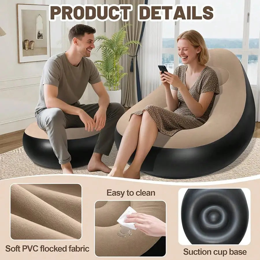 Flocked inflatable lazy sofa chair by 𝕄𝕔 𝕋𝕙𝕖 𝔹𝕝𝕒𝕔𝕜 𝔻𝕚𝕒𝕞𝕠𝕟�