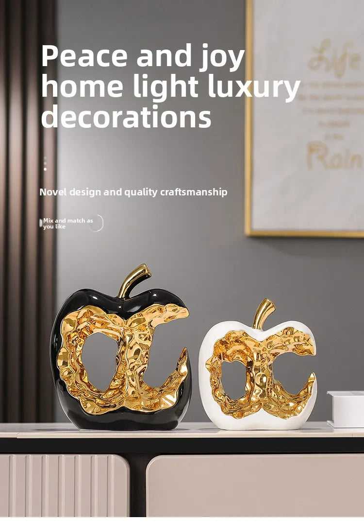 Modern ceramic apple ornament by MC THE BLACK DIAMOND, elegant light luxury home decor figurine with a sleek finish.