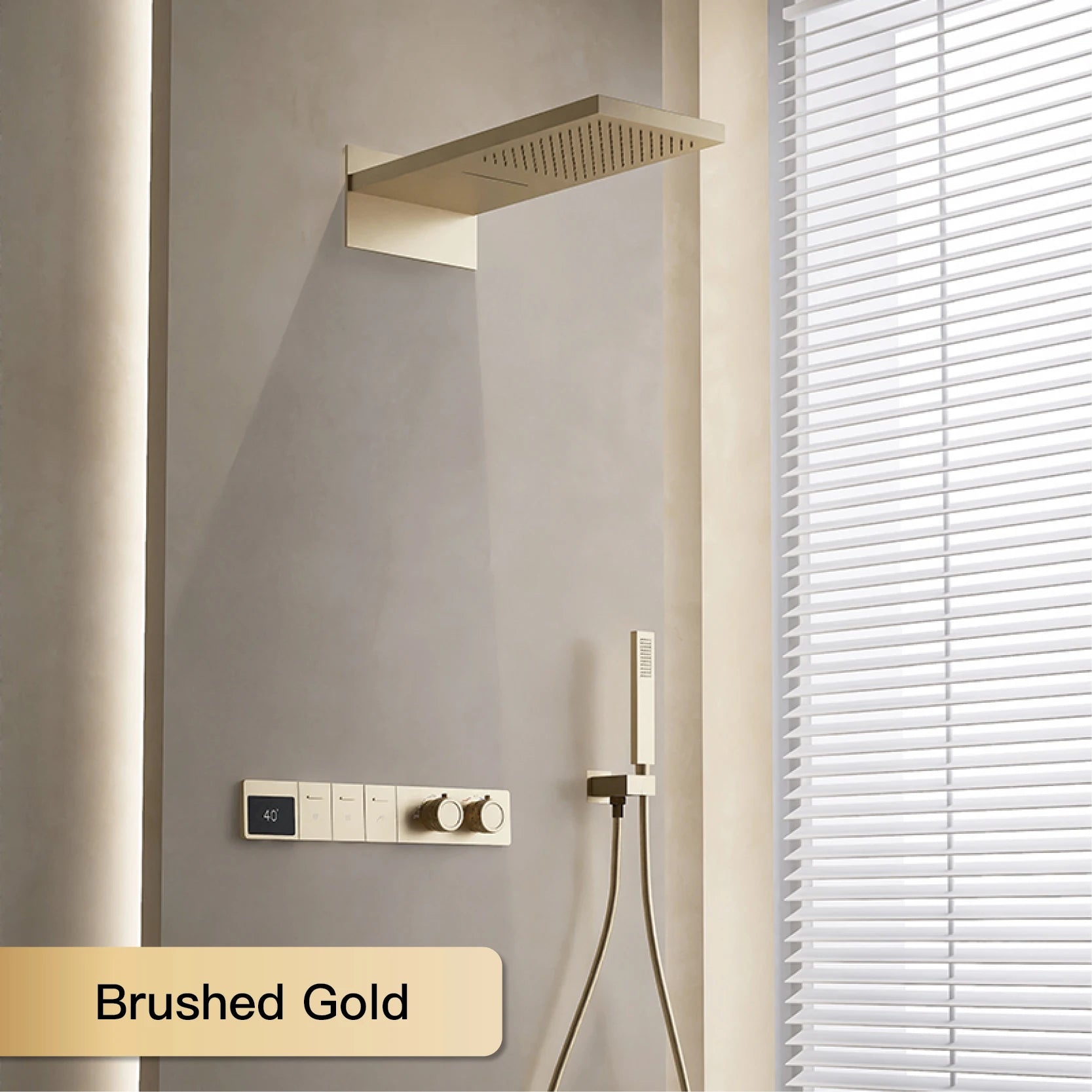 Wall-mounted MC THE BLACK DIAMOND shower system with hidden design, dual hot and cold control, and modern faucet features.