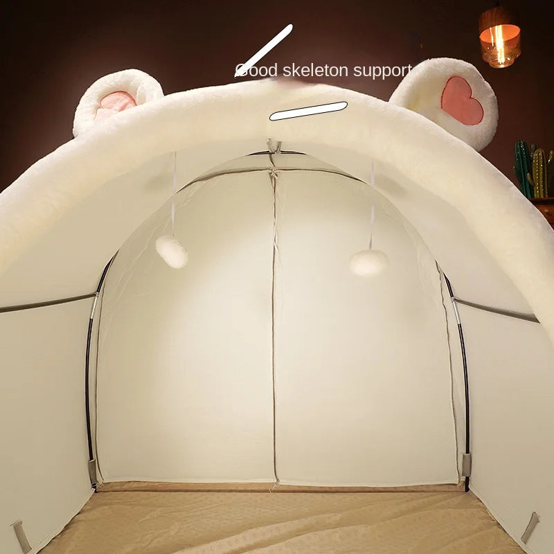 Cute oversized MC THE BLACK DIAMOND plush tent cozy house for adults and children, perfect as playful home decor.