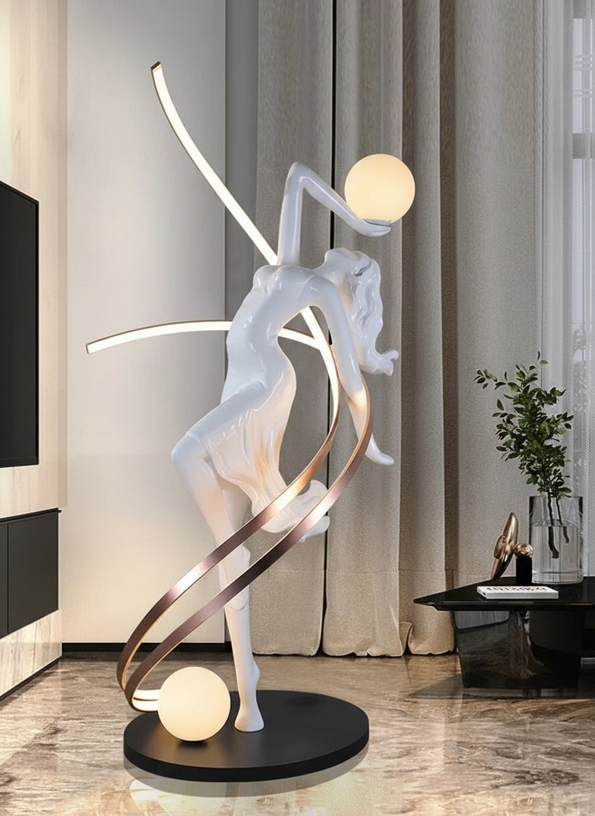 Muse sculpture pendulum, floor-to-ceiling hotel lobby statue by 𝕄𝕔 𝕋𝕙𝕖 𝔹𝕝𝕒𝕔𝕜 𝔻𝕚𝕒𝕞�