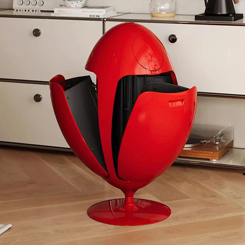 Large dinosaur egg design trash can by MC THE BLACK DIAMOND, durable garbage collector with a playful dinosaur theme.