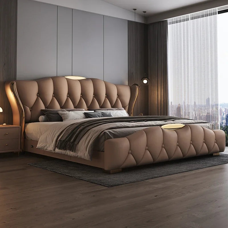 MC The Black Diamond complete bedroom furniture king set with bed, dresser, and nightstands in a stylish bedroom scene