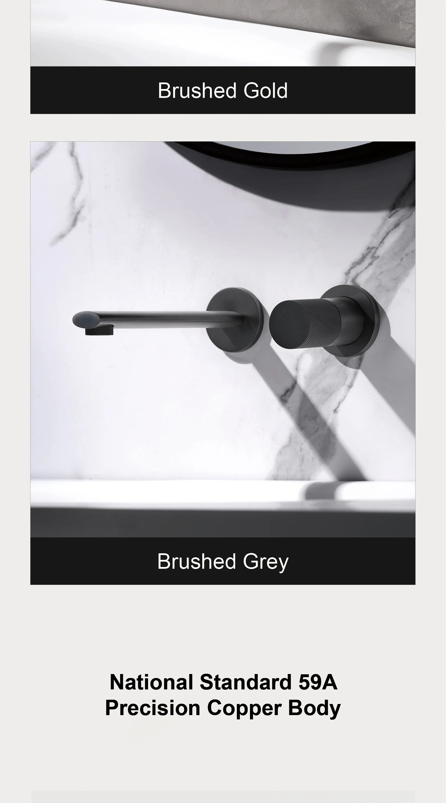 Luxruy rose gold brass wall-embedded bathroom bath sink faucet by MC THE BLACK DIAMOND, showing sleek modern design and polished finish.