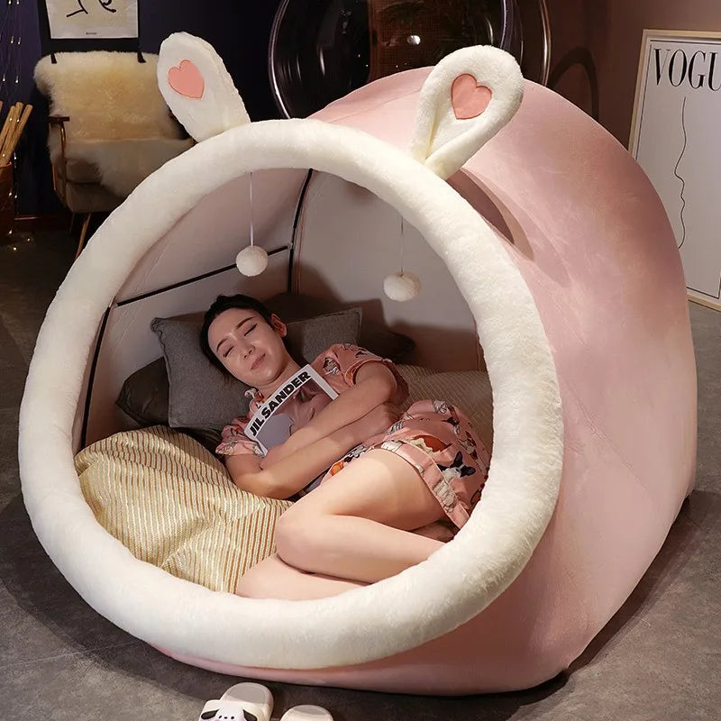 Cute oversized plush tent from MC THE BLACK DIAMOND, cozy house-shaped home decor for adults and children.