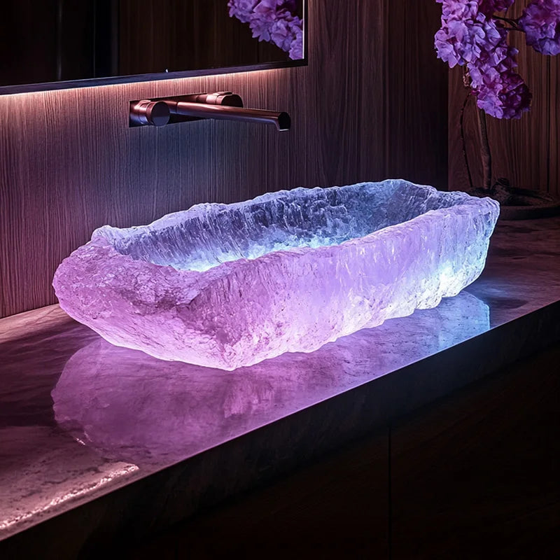 MC THE BLACK DIAMOND crystal stone wash basin vessel sink for office or bathroom, custom design with elegant stone finish.
