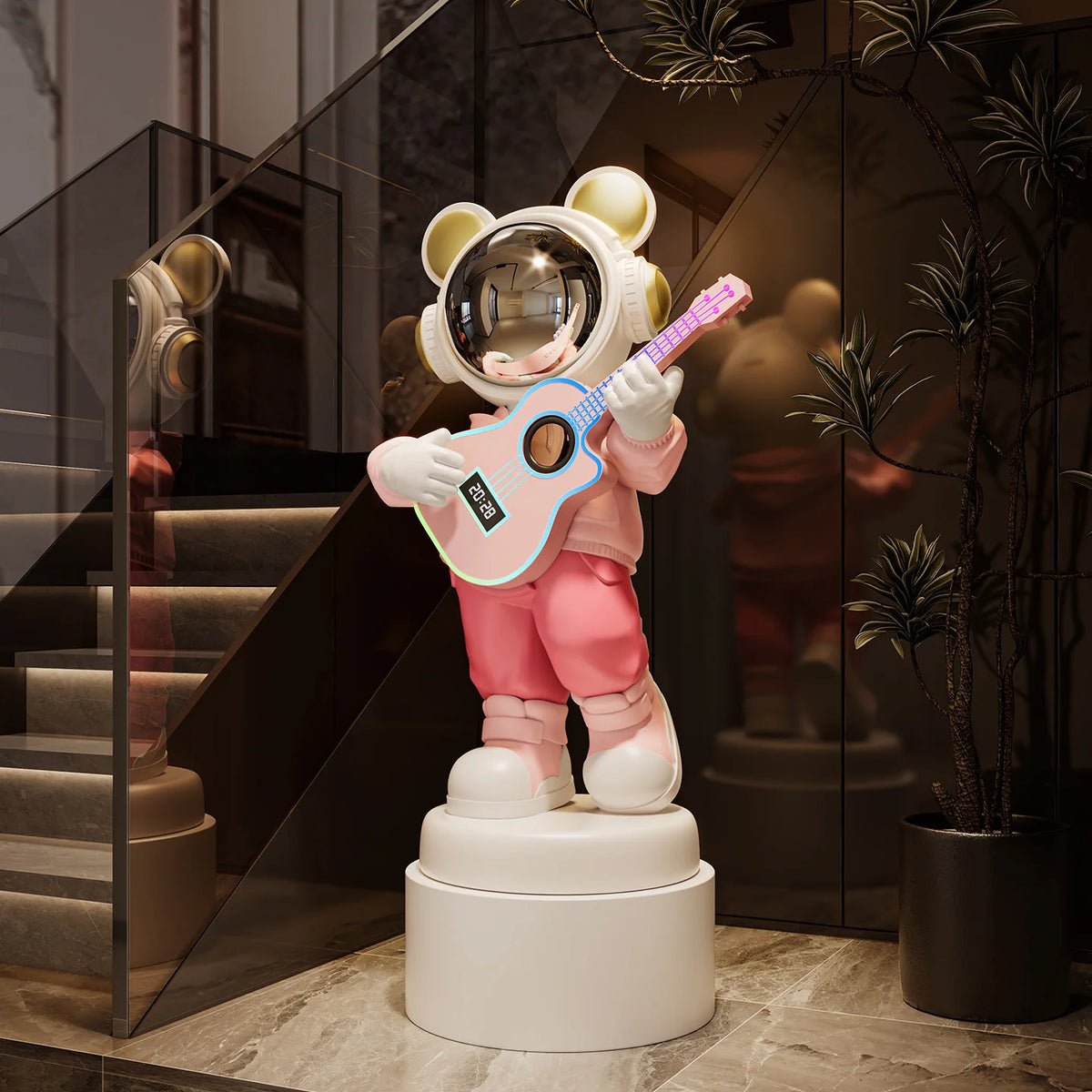 Large astronaut figurine from MC THE BLACK DIAMOND, modern luxury cartoon-style floor decor for contemporary interior design.