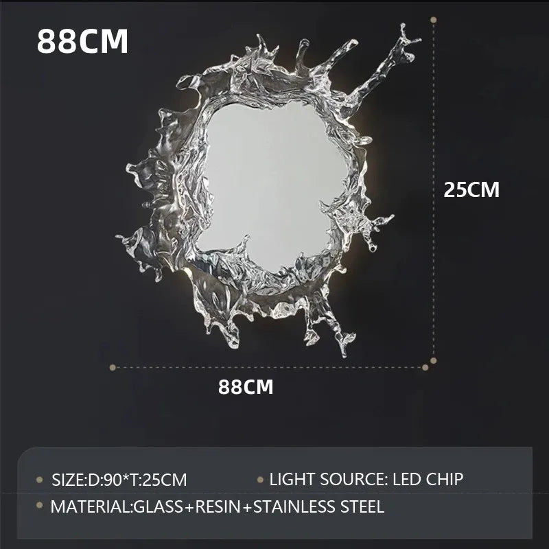 Modern LED wall mirror with an art water flower design and integrated mirror, wall light by MC THE BLACK DIAMOND.