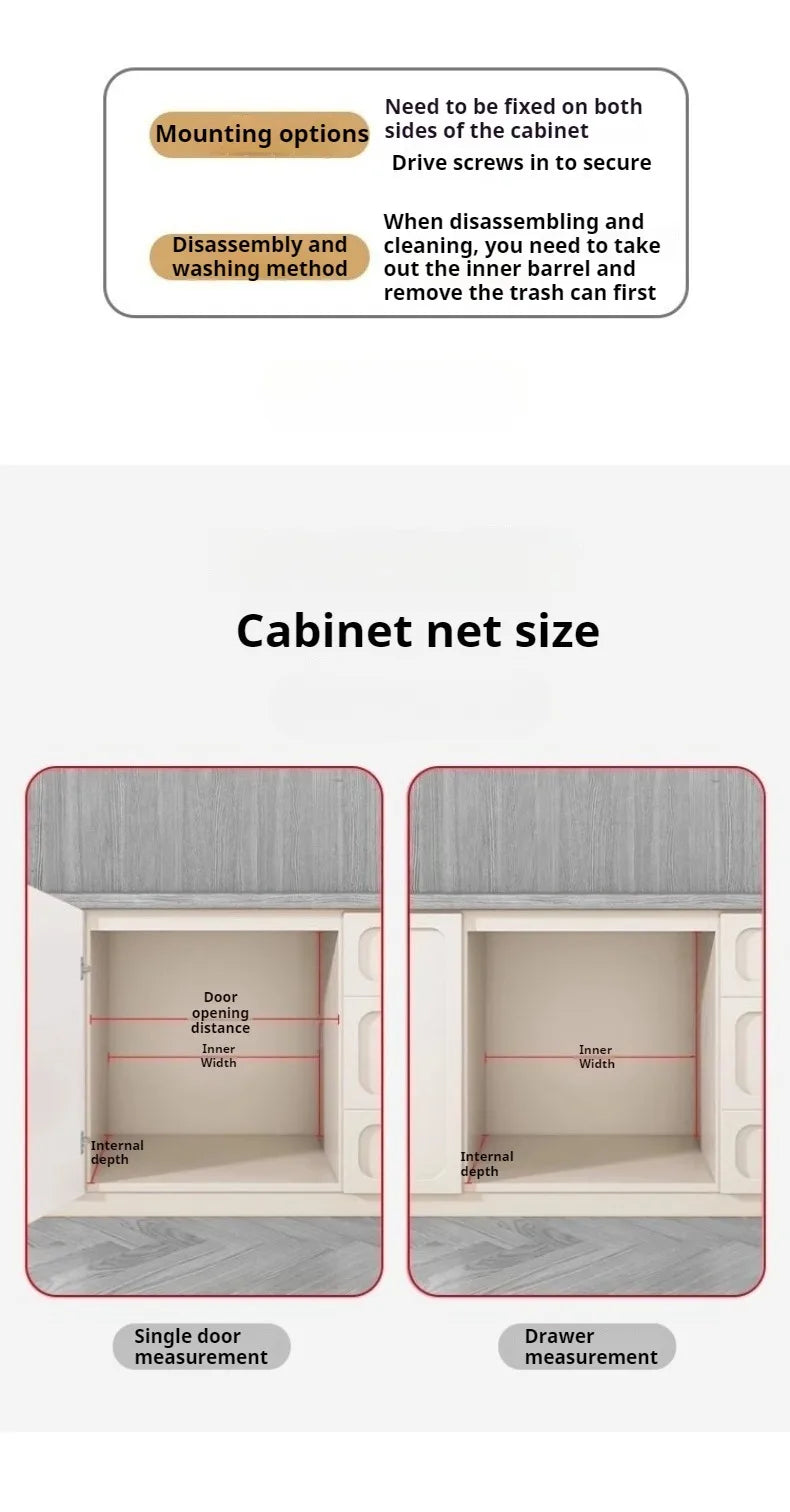 MC THE BLACK DIAMOND hidden trash can with lid, classified garbage bin for kitchen food waste disposal, compact and discreet.