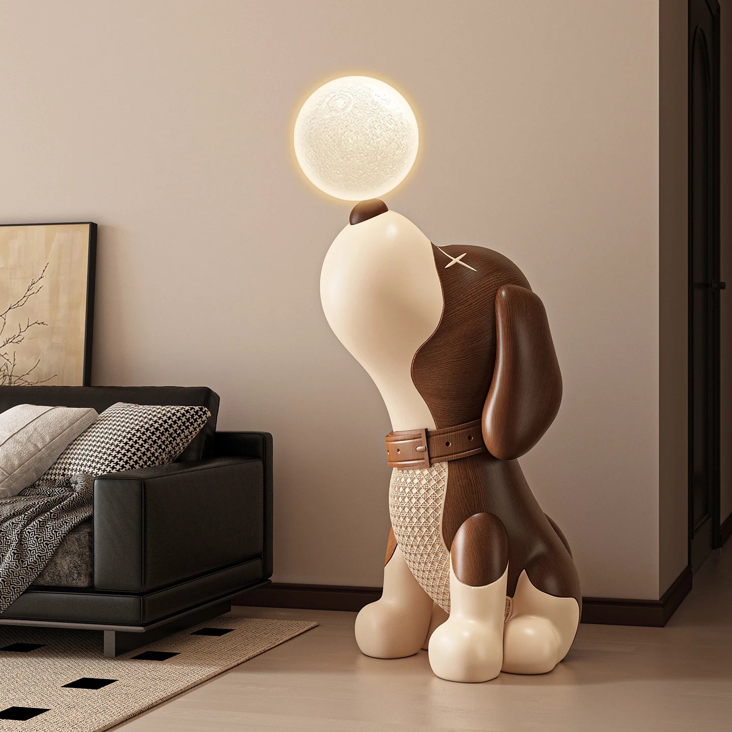 Large luminous Beagle dog sculpture by 𝕄𝕔 𝕋𝕙𝕖 𝔹𝕝𝕒𝕔𝕜 𝔻𝕚𝕒𝕞𝕠𝕟�