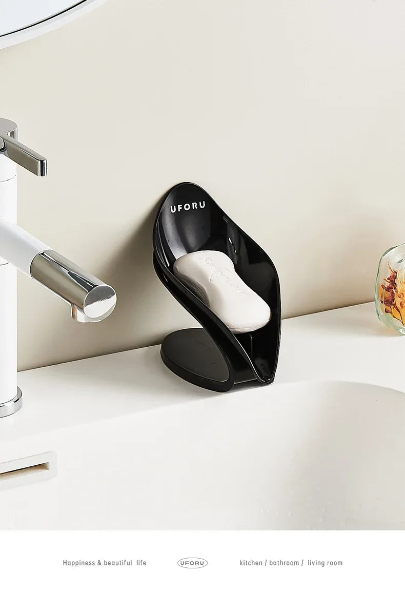 MC THE BLACK DIAMOND multi-functional countertop soap dish with self-draining design, featuring a sleek, practical holder for soap.