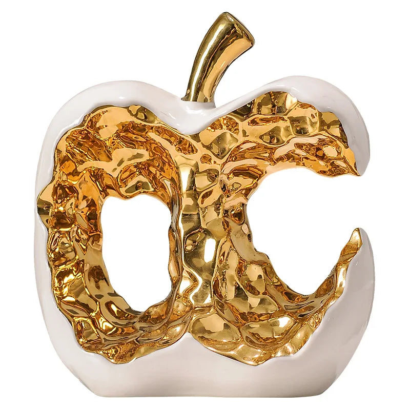 Modern ceramic apple ornament by MC THE BLACK DIAMOND, elegant light luxury home decor figurine for stylish interior accents.
