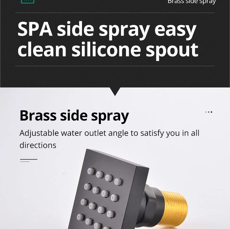 MC THE BLACK DIAMOND LED shower head set with side massage jets and constant temperature valve mixer for a luxurious bathroom experience