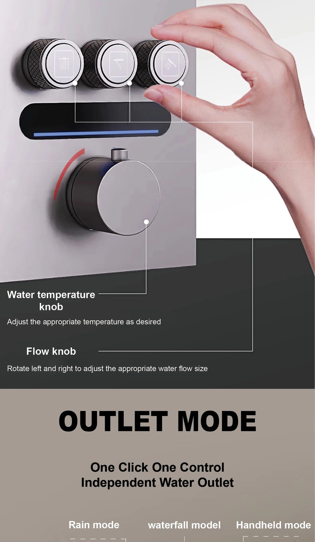 MC THE BLACK DIAMOND shower system with ceiling-mounted bath mixer for hot and cold water, sleek and modern design.