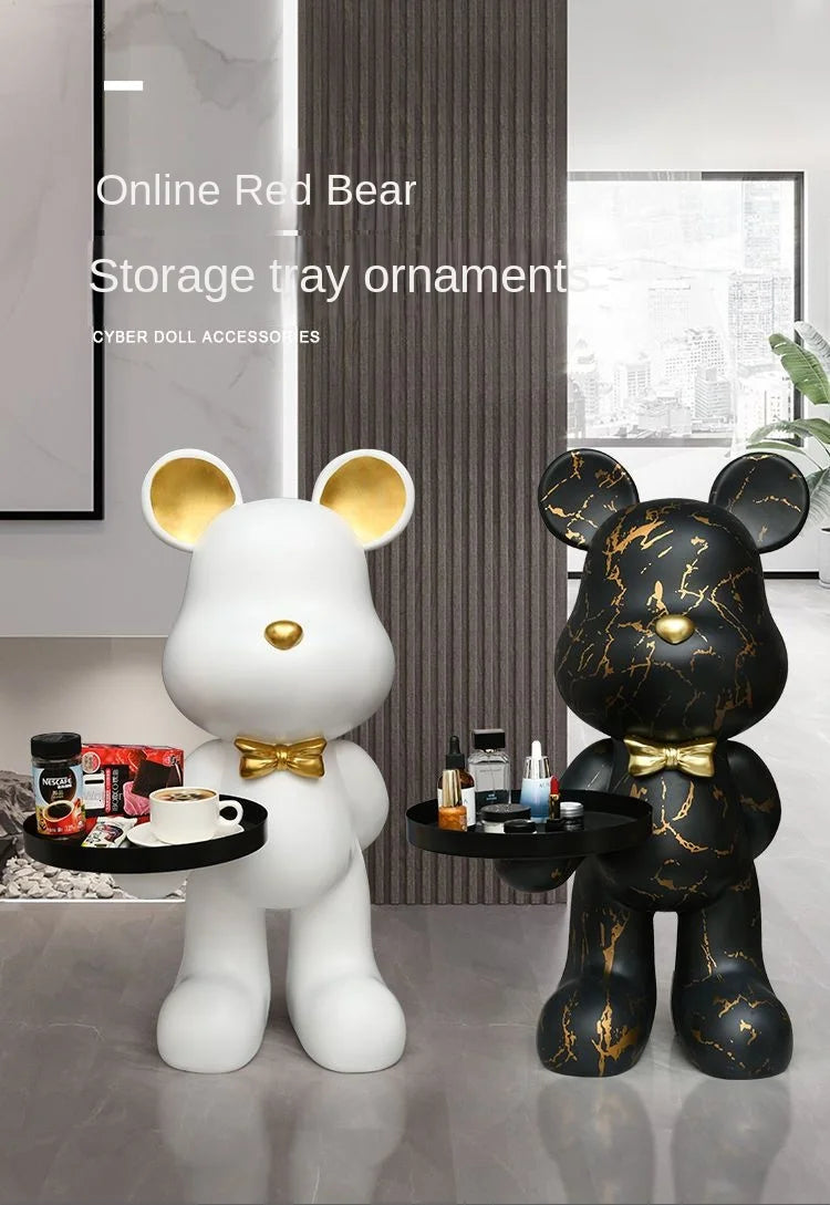 Decorative welcome reception storage tray with animal statue figurine by MC The Black Diamond, ideal for home or office decor.