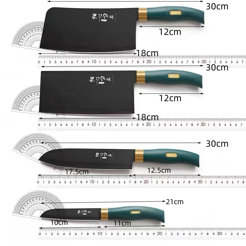 Portable MC THE BLACK DIAMOND meat cutting knife set with wear-resistant blades for efficient kitchen use.