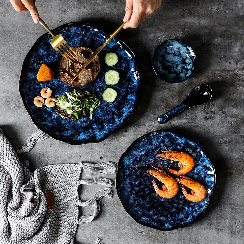 Creative kiln-change ceramic bowl and plate set by 𝕄𝕔 𝕋𝕙𝕖 𝔹𝕝𝕒𝕔𝕜 𝔻𝕚𝕒𝕞𝕠�