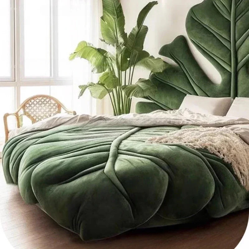Modern velvet bedroom bed with a large, luxurious headboard in a contemporary design, featuring a double size for adults.