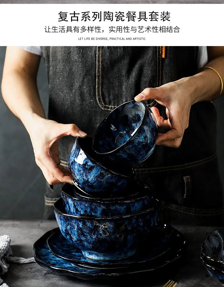 Creative kiln-change ceramic bowl and plate set by 𝕄𝕔 𝕋𝕙𝕖 𝔹𝕝𝕒𝕔𝕜 𝔻𝕚𝕒𝕞𝕠�