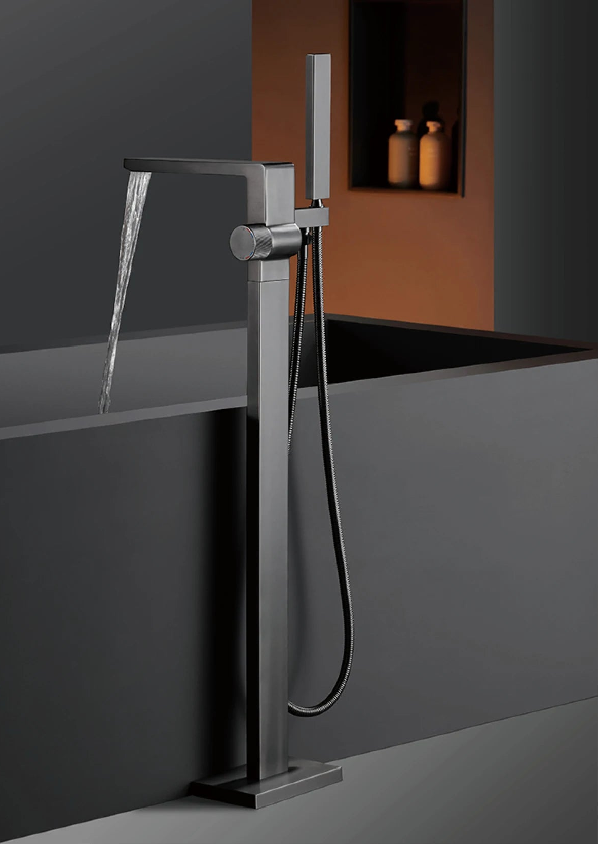 MC THE BLACK DIAMOND bathtub and shower mixer with embedded hot and cold water design, sleek faucet for bath and shower.