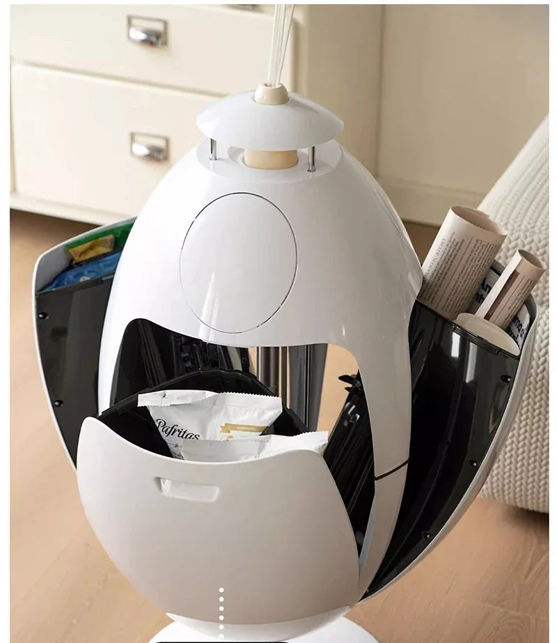 Large dinosaur egg design trash can by MC THE BLACK DIAMOND, sturdy garbage collector for kitchen or office use.