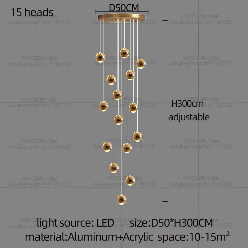 Modern MC THE BLACK DIAMOND LED staircase pendant light hanging in a living room with sleek design and warm lighting.