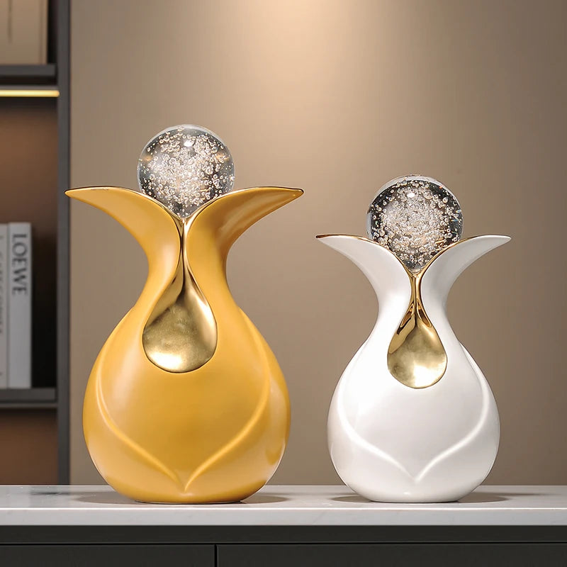 Modern Art Ceramic Feng Shui figurines with crystal ball decor by MC THE BLACK DIAMOND