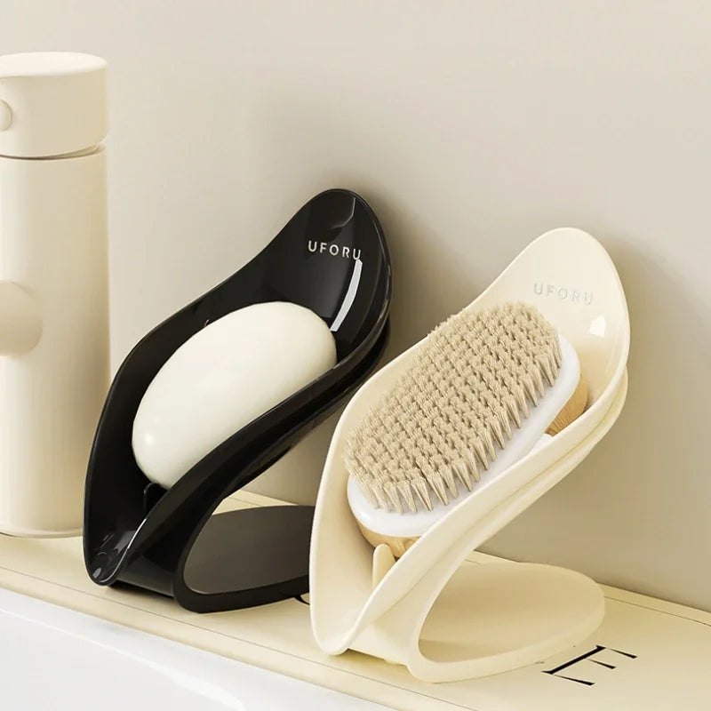 MC THE BLACK DIAMOND multi-functional countertop soap dish with self-draining design, featuring a sleek, practical holder for soap and accessories.