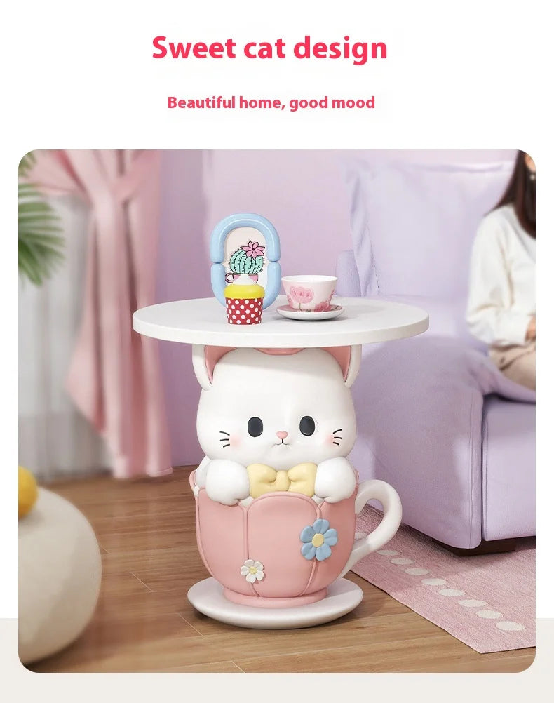 Kawaii MC THE BLACK DIAMOND end table with a cute design, featuring a round top and decorative legs, perfect for a stylish room decor.