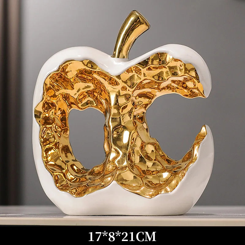 Modern ceramic apple ornament by MC THE BLACK DIAMOND, elegant light luxury home decor figurine in a sleek design.