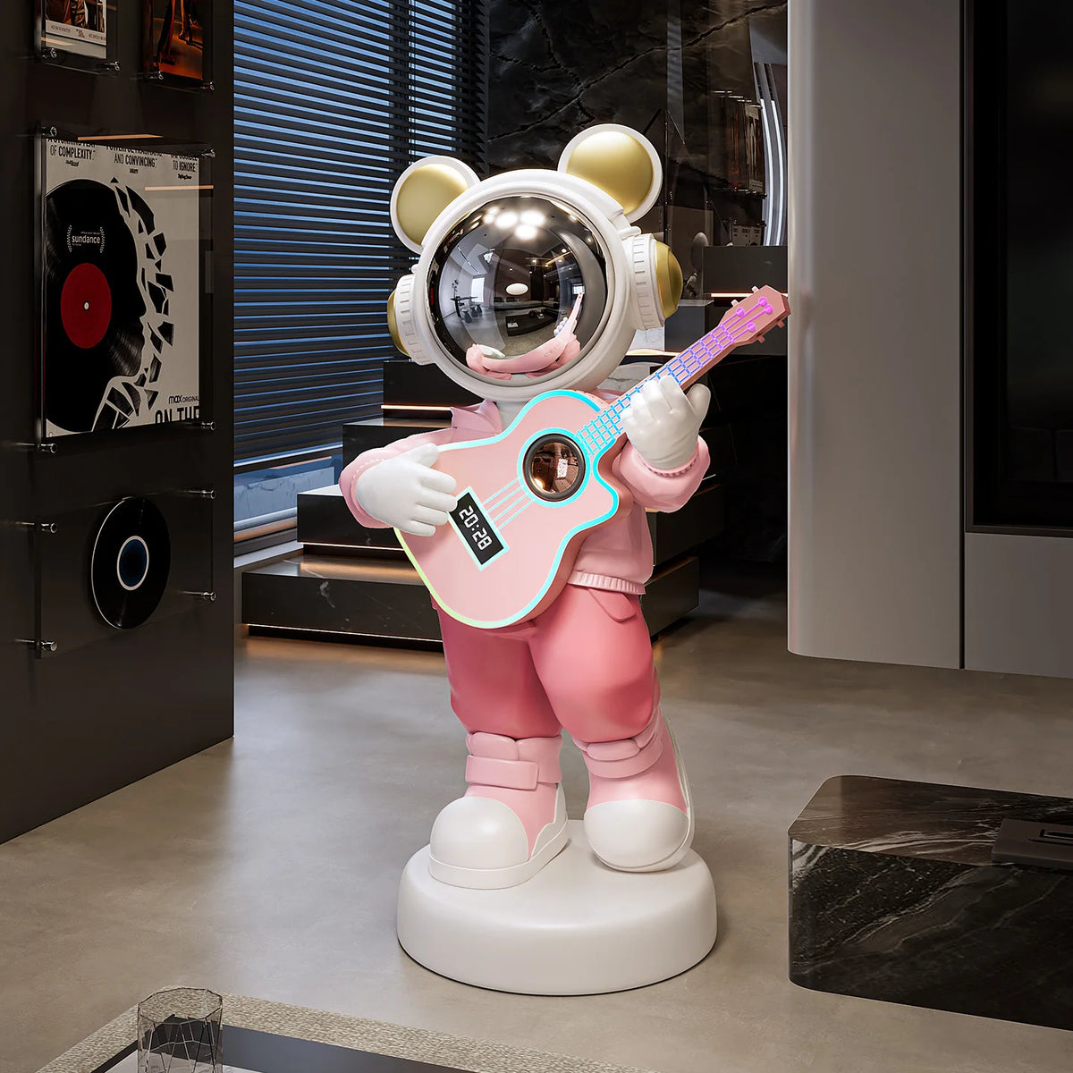 Large astronaut floor decor figurine by MC THE BLACK DIAMOND, modern luxury cartoon-style astronaut sculpture for home decor.