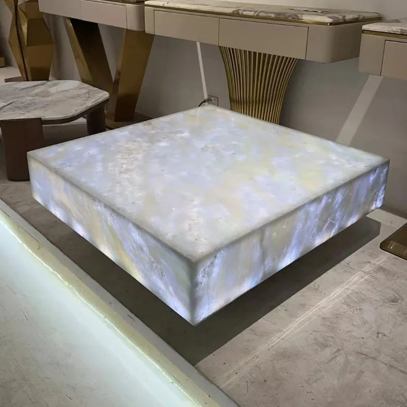 Translucent MC THE BLACK DIAMOND back-lit coffee table with modern design and sleek surface, ideal for contemporary living rooms.