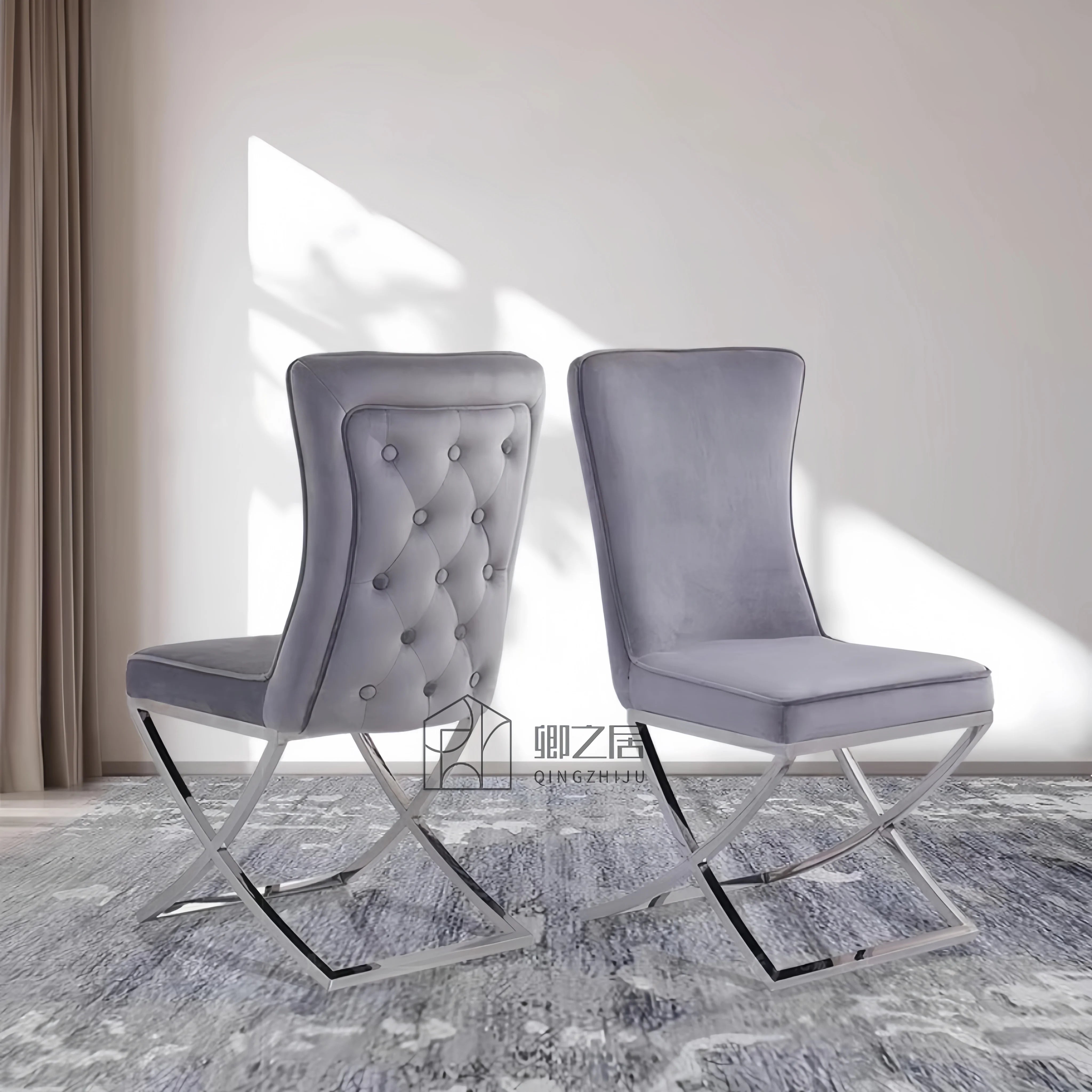 Modern MC THE BLACK DIAMOND velvet dining chair with simple, casual design, featuring a sleek home decor style.