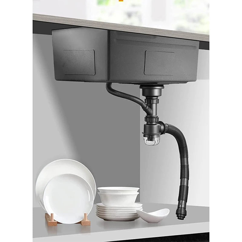 MC THE BLACK DIAMOND kitchen sink waterfall faucet with large single bowl cup washer, featuring a modern design and sleek finish.
