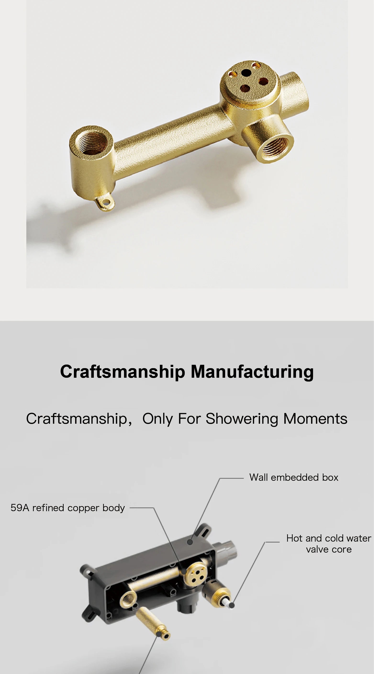 Rose gold brass wall-embedded bathroom sink faucet by MC THE BLACK DIAMOND, showcasing sleek design and modern installation.