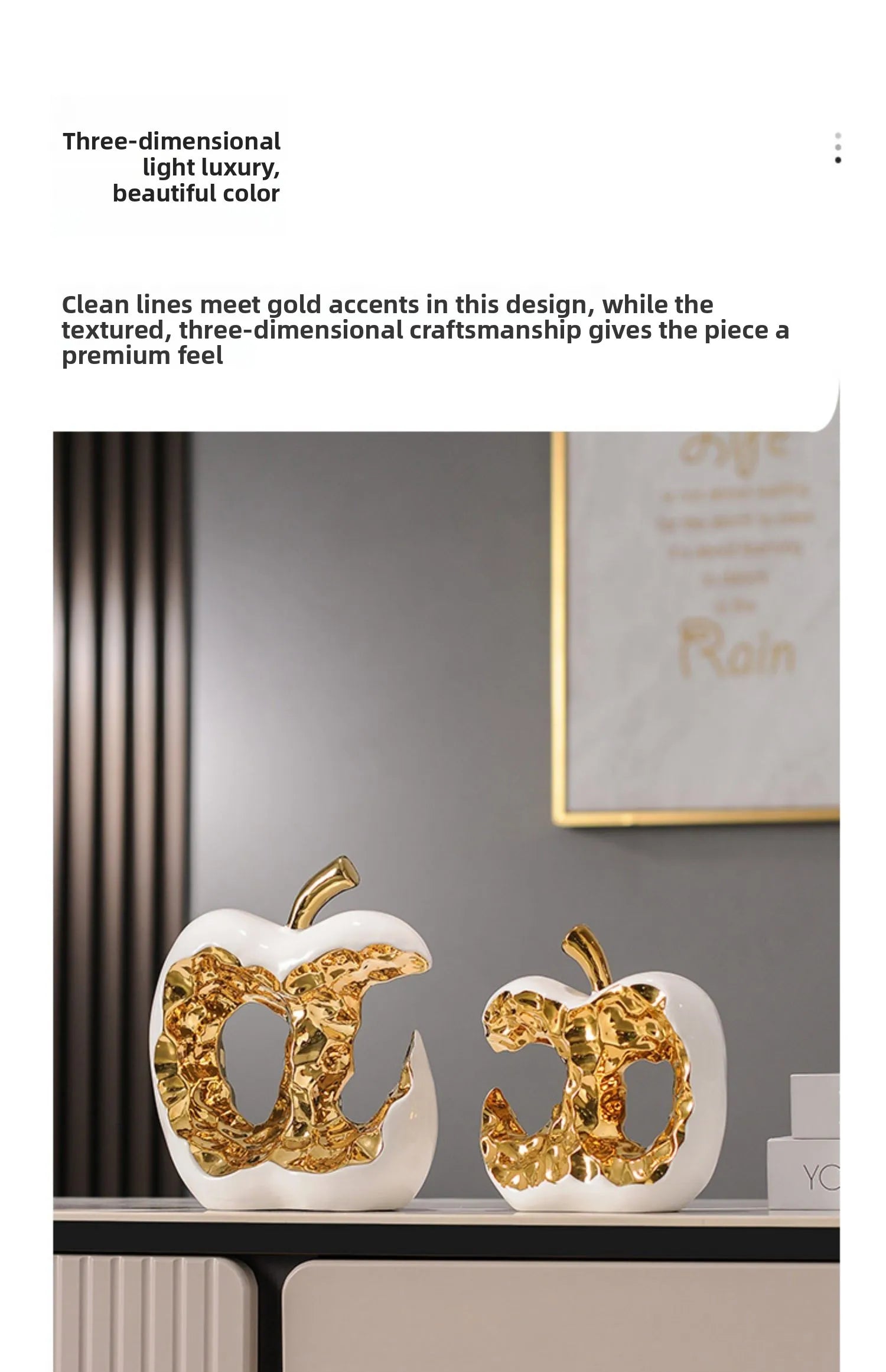 Modern ceramic apple figurine by MC THE BLACK DIAMOND, elegant light luxury home decor ornament.