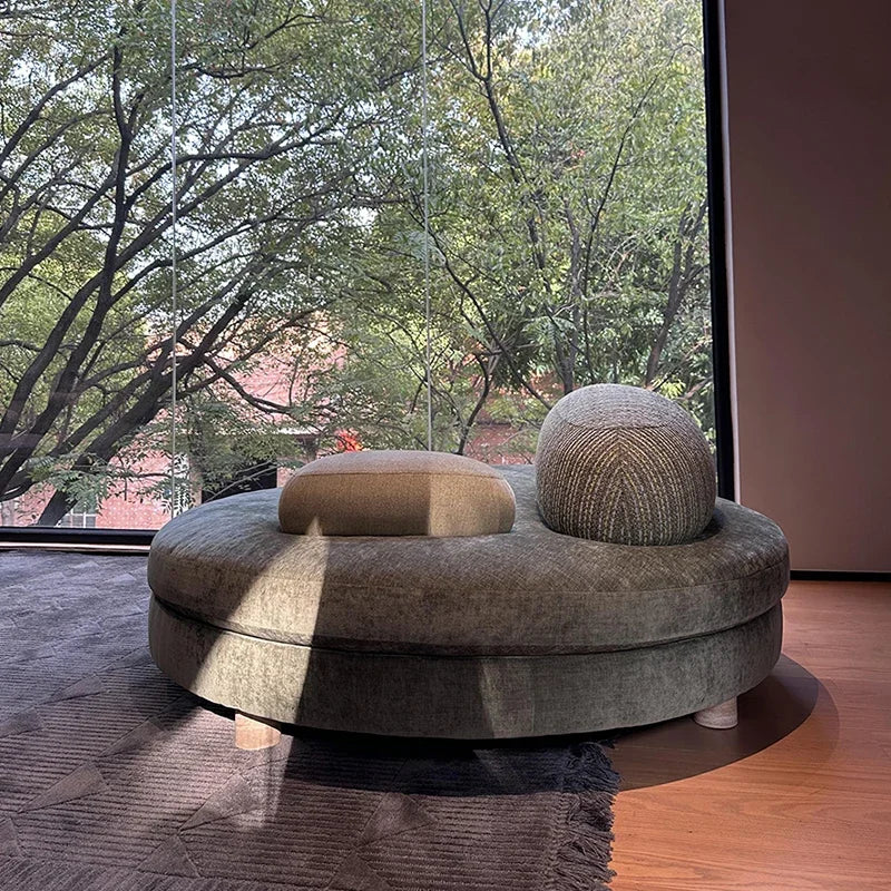 Large green fabric sectional sofa by MC THE BLACK DIAMOND with a flat layer and special-shaped design for modern living rooms.