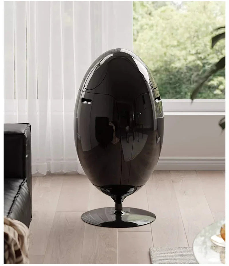 Large dinosaur egg design trash can by MC THE BLACK DIAMOND, spacious garbage collector with a creative dinosaur egg appearance.